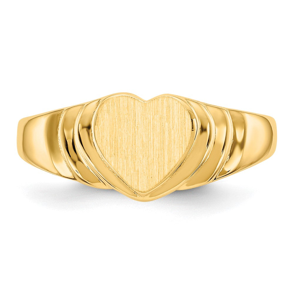 14k 6.75x6.75mm Closed Back Children's Heart Signet Ring