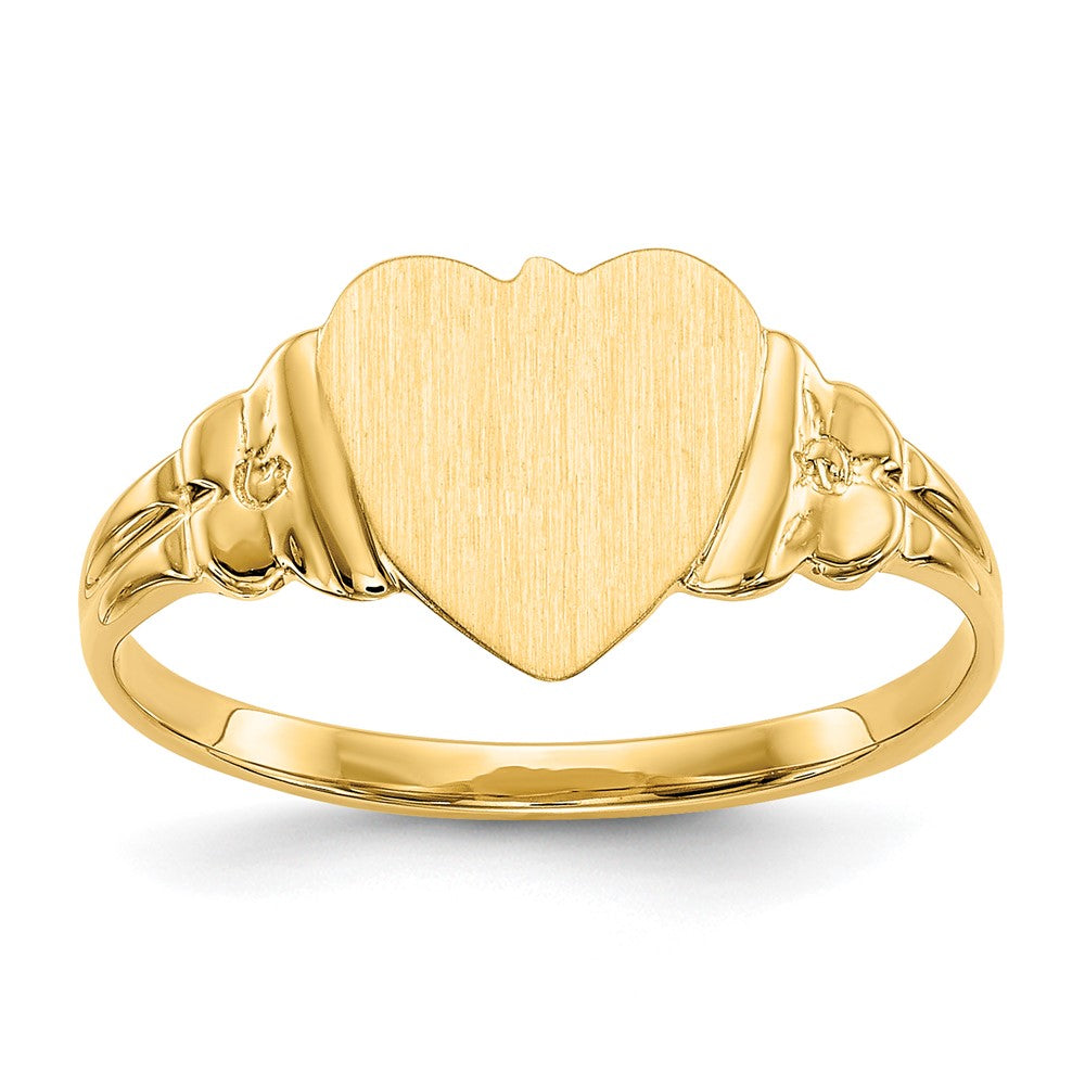 14k 8.0x8.5mm Closed Back Children's Heart Signet Ring