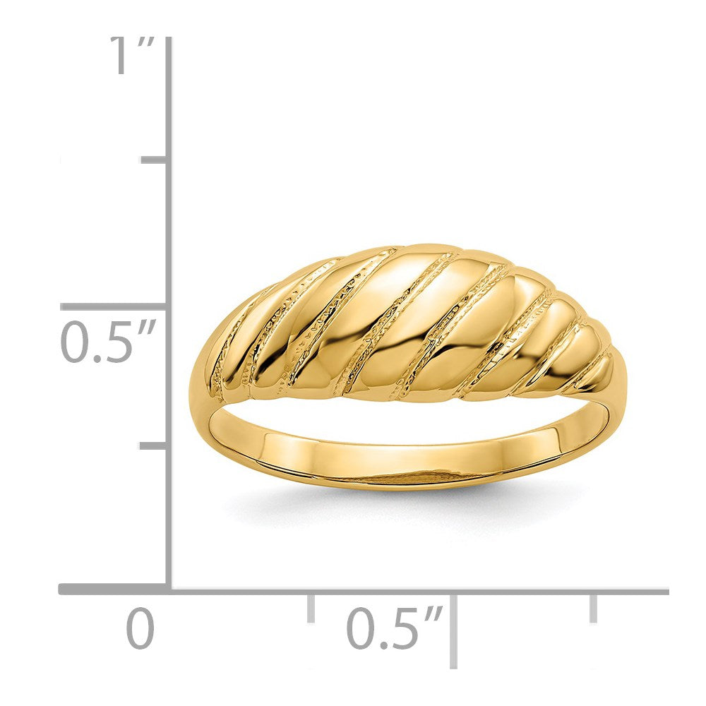 14k Polished Scalloped Dome Ring