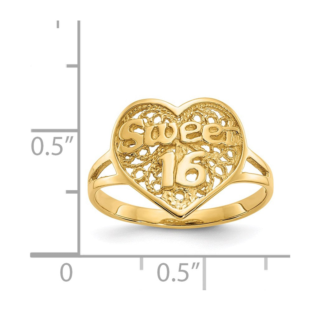 14k Sweet 16 Heart Ring