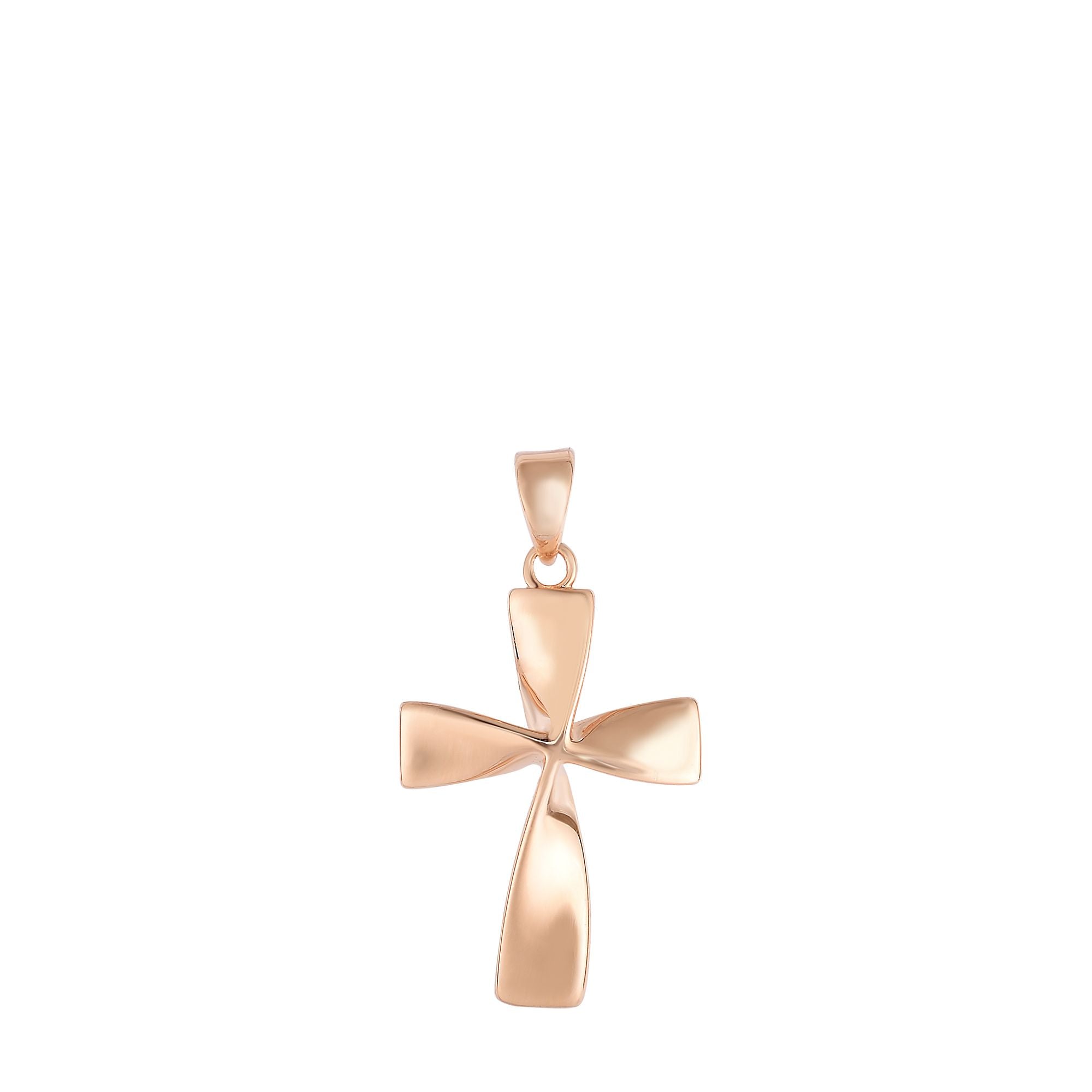 14K Rose Gold Twist Cross