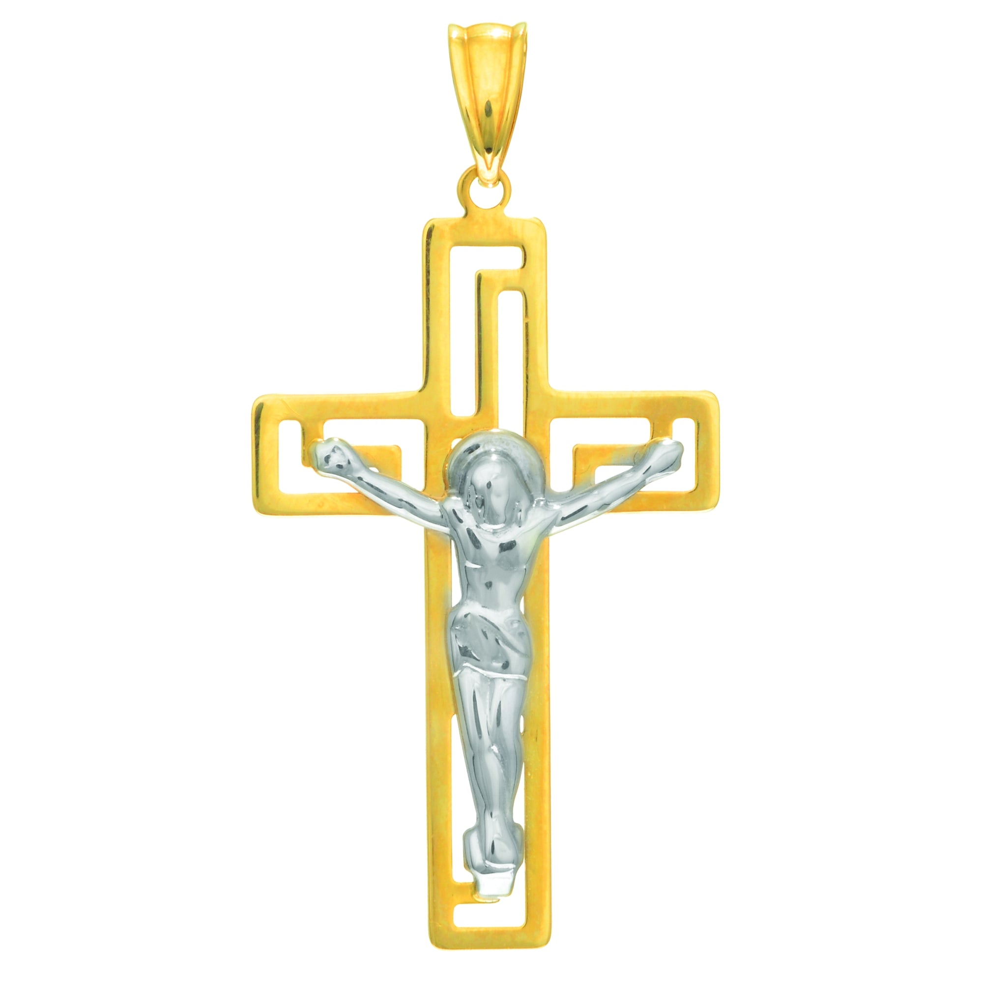14K Yellow Gold Open Back Crucifix Cross