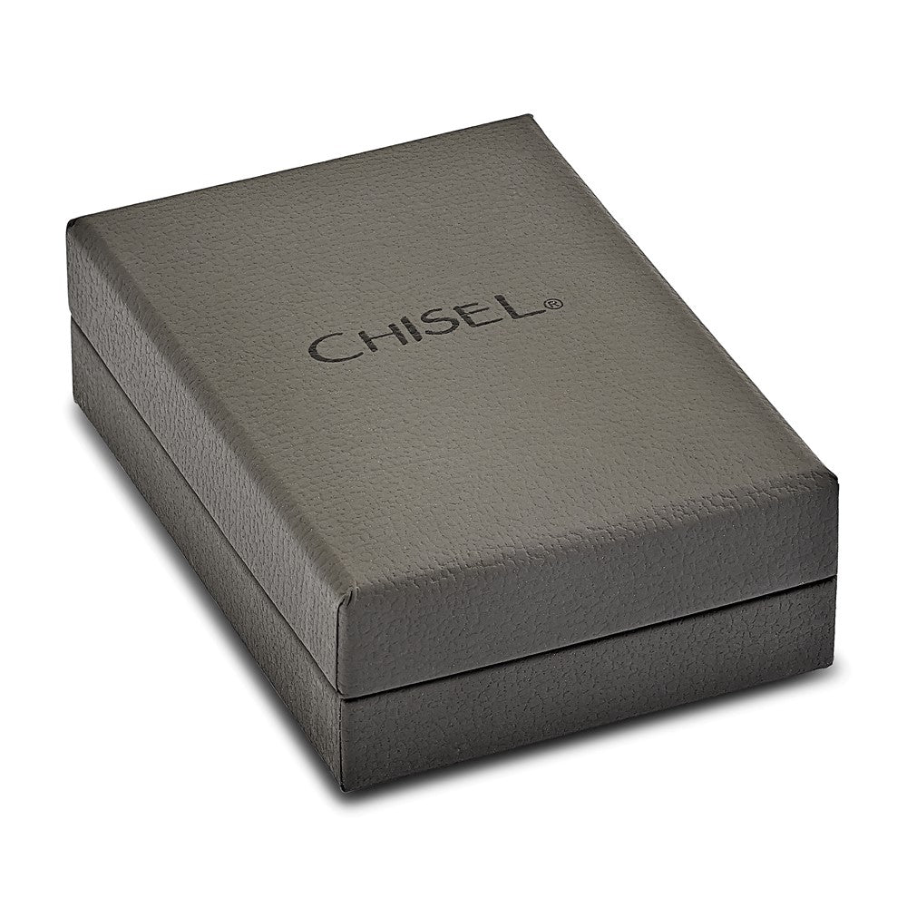 Chisel Stainless Steel Antiqued and Polished Fleur de lis Dog Tag on a 22 inch Ball Chain Necklace