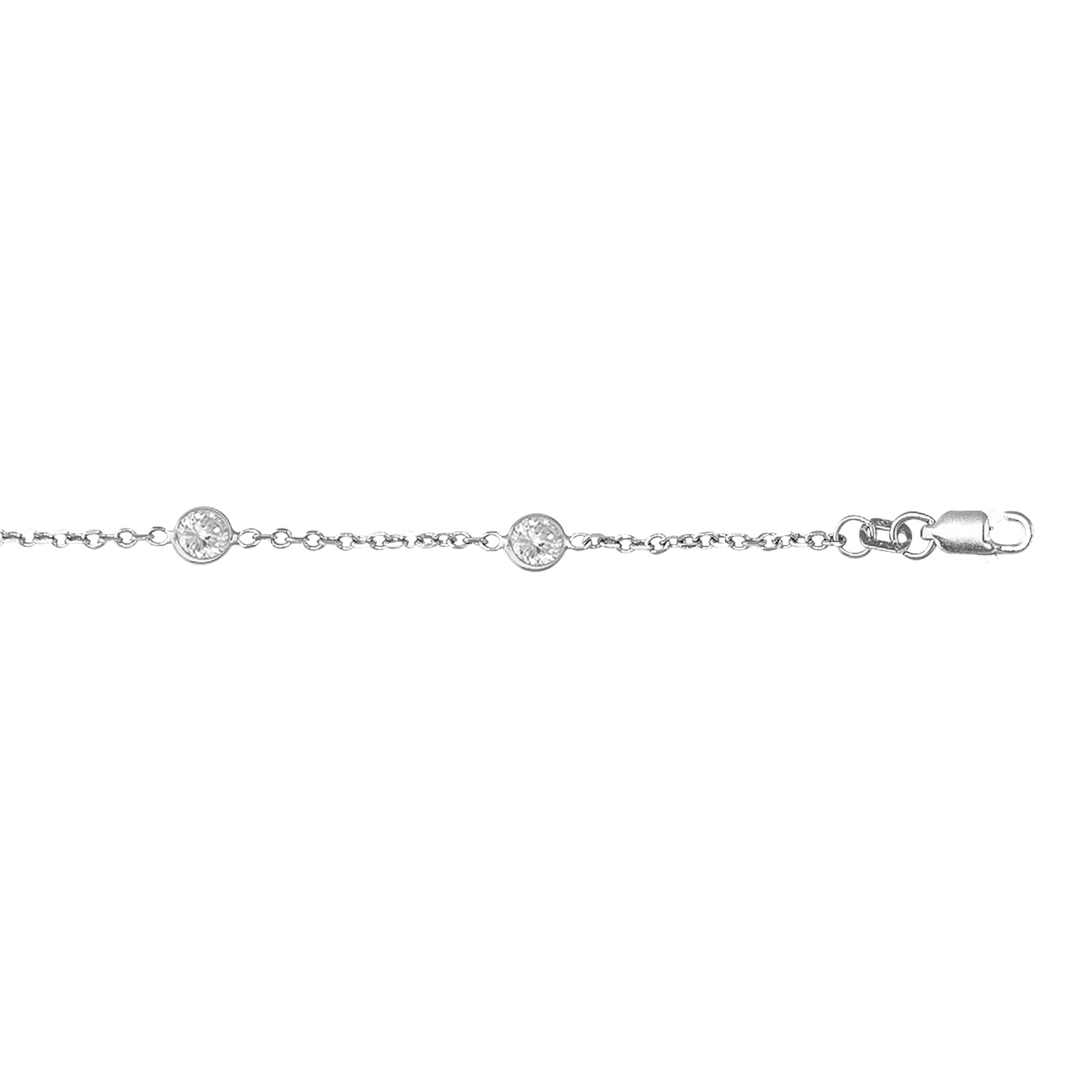 14K White Gold 10" CZ by the Yard Anklet