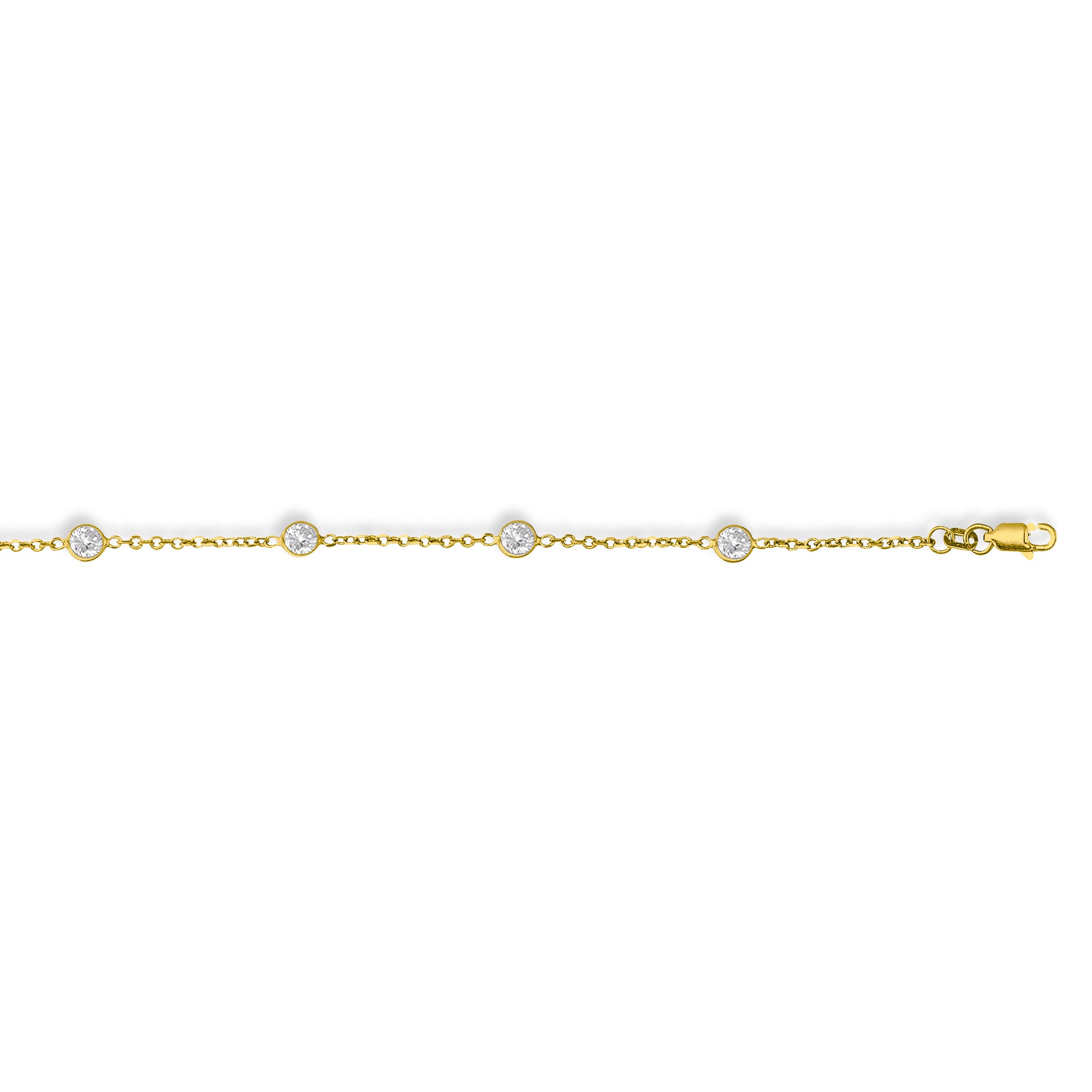 14K Yellow Gold 10" CZ by the Yard Anklet