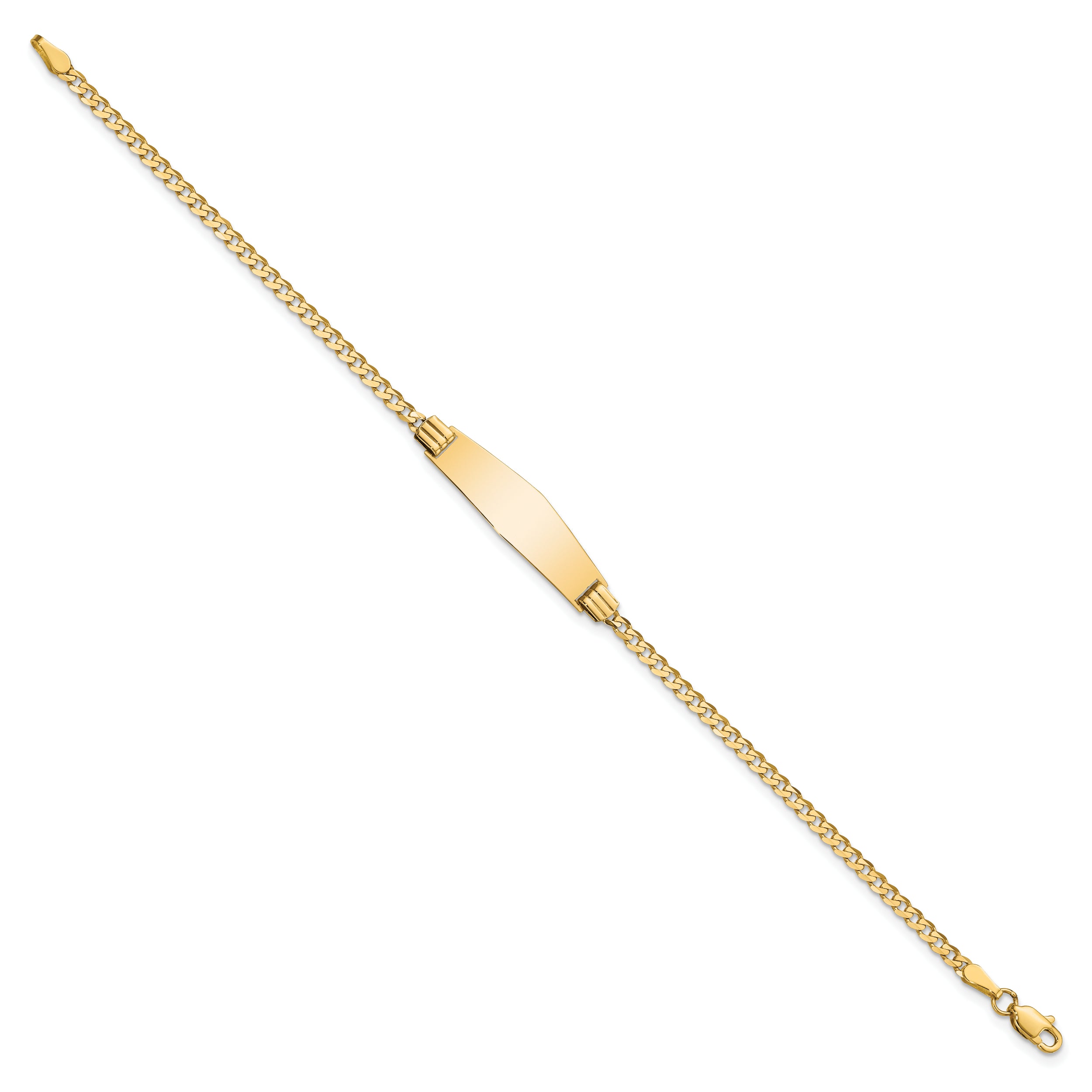 14K Soft Diamond Shape Curb Link Id Bracelet