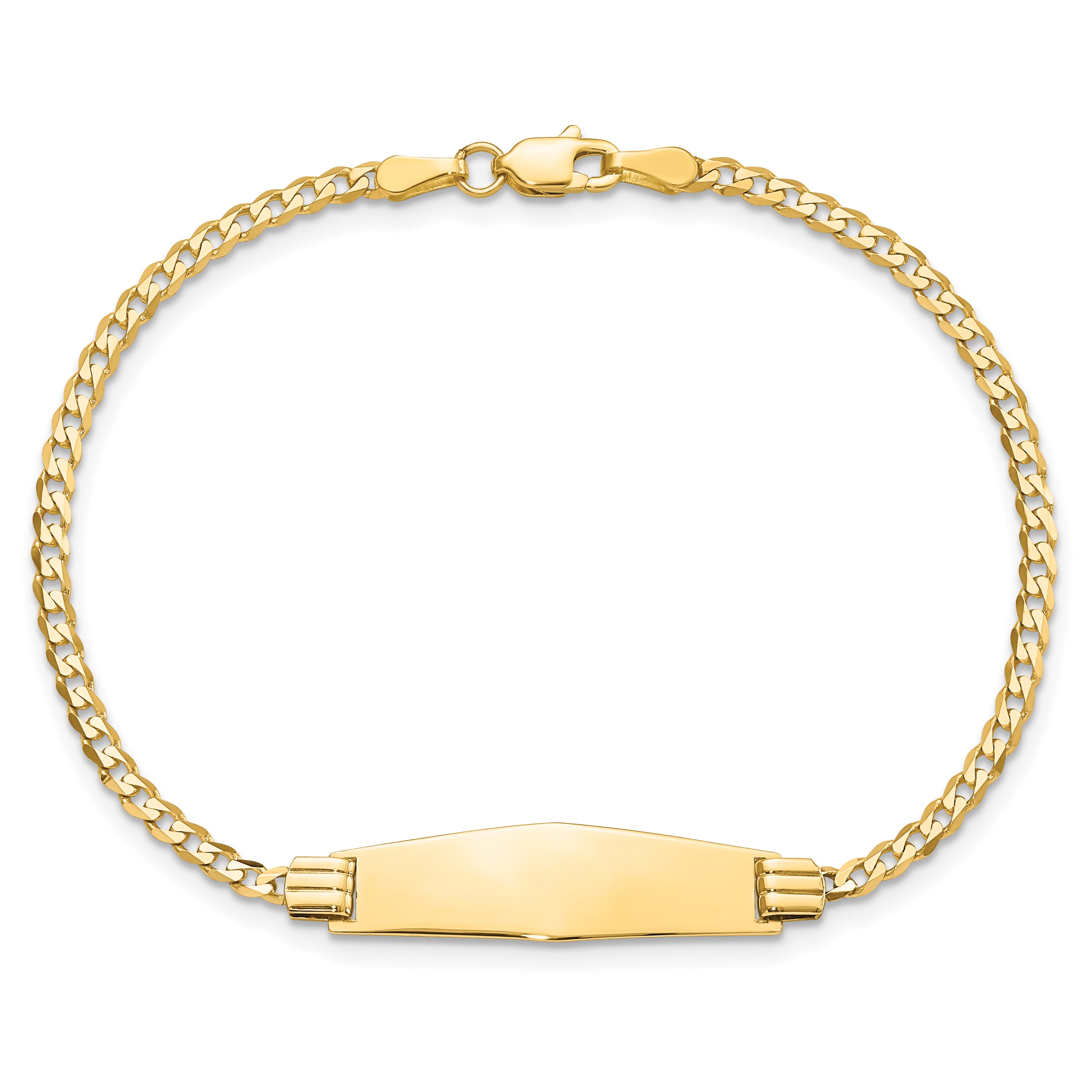 14K Soft Diamond Shape Curb Link Id Bracelet