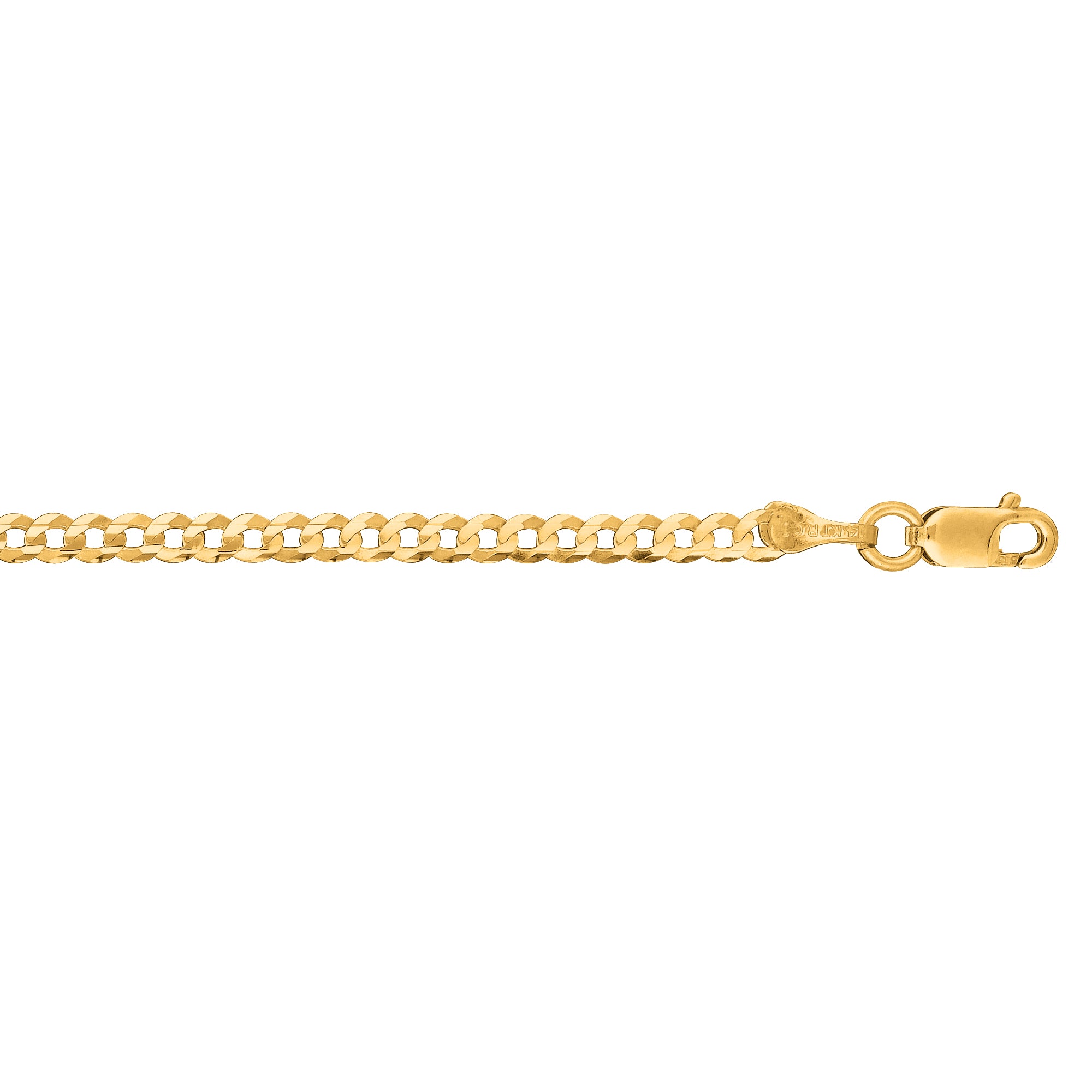 14K Yellow Gold 10" 2.6mm Comfort Curb Chain