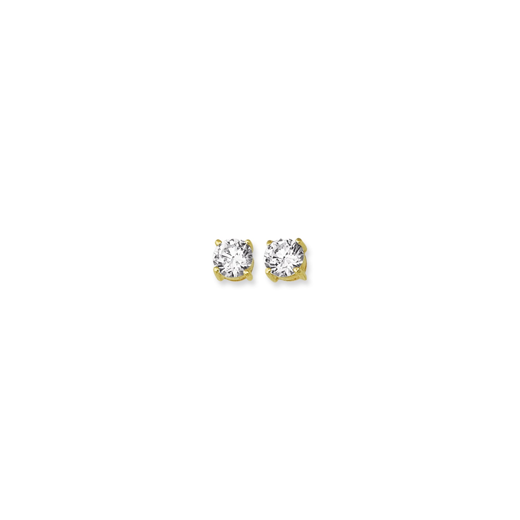 14K Yellow Gold 6Mm Round Cz Stud Earring