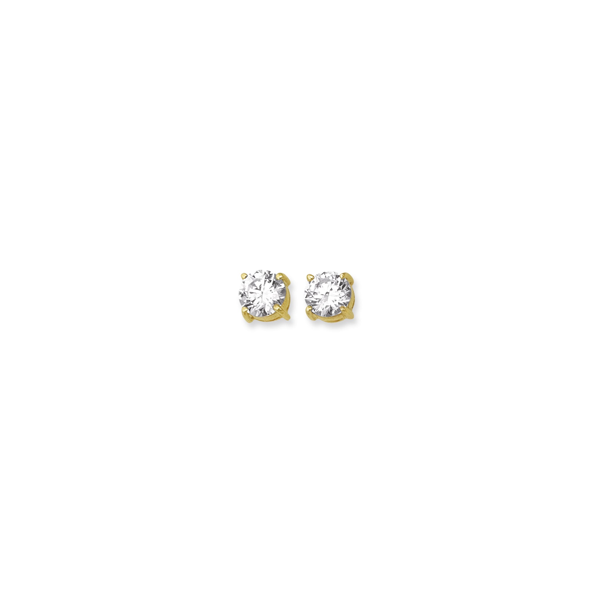 14K Yellow Gold 8Mm Round Cz Stud Earring
