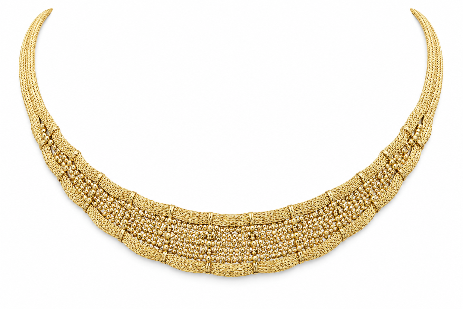 14KT Yellow Gold Tapered Mesh Collar Necklace