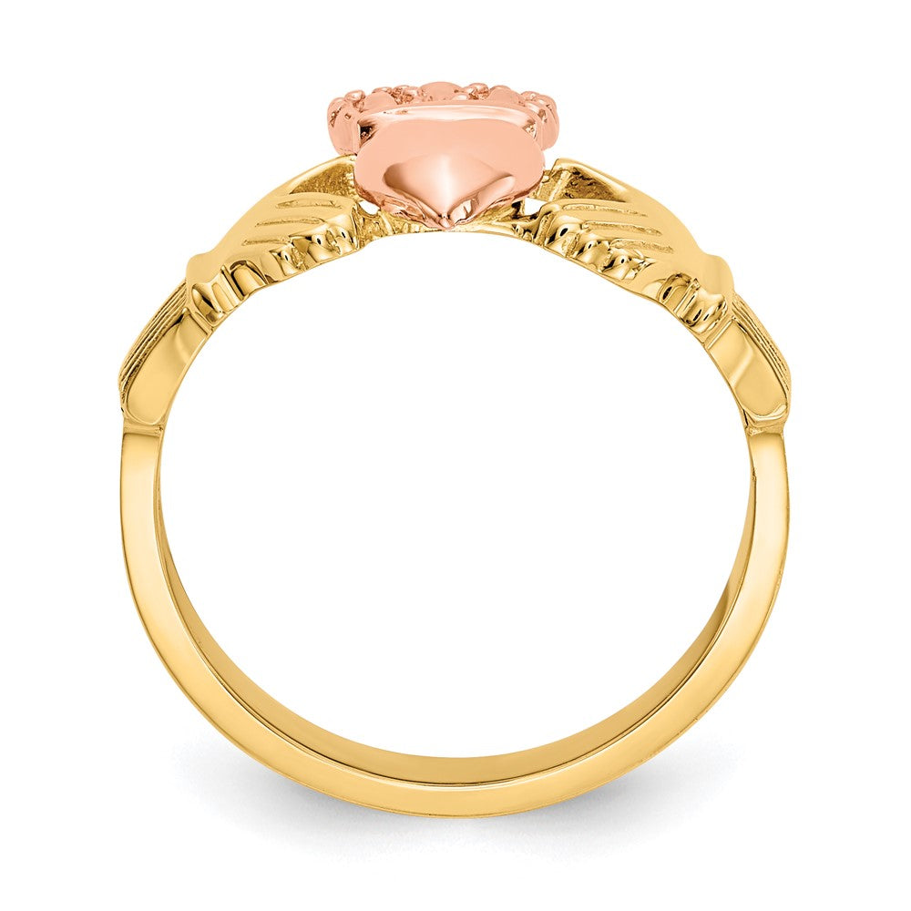 14k Two-tone Polished Claddagh Ring