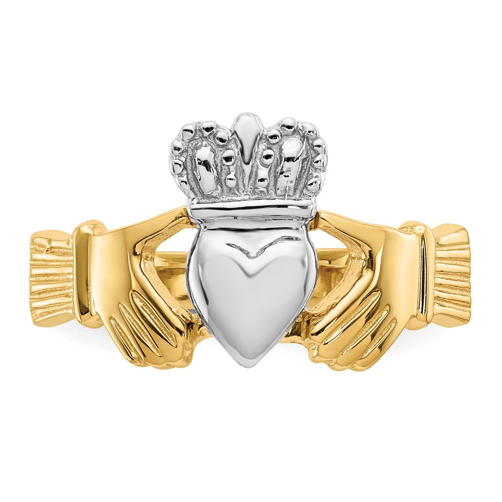 14k Two-tone Polished Claddagh Ring
