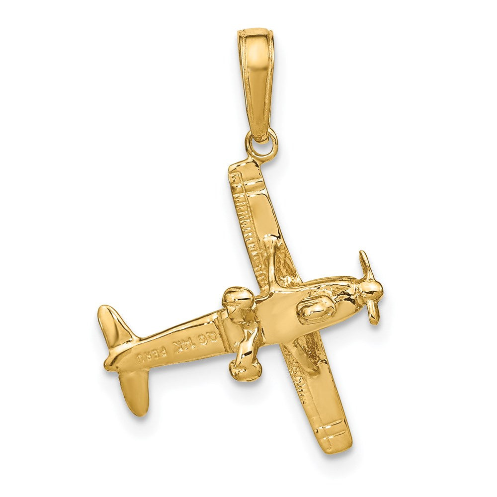 14k 3-D High-Wing Airplane Pendant