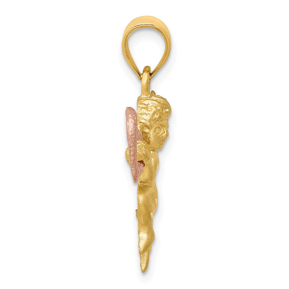 14k Two-tone Satin Angel Charm