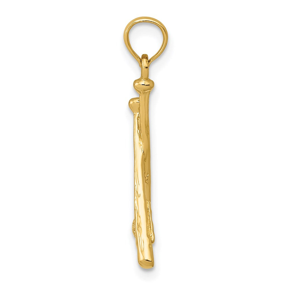14K Polished Open-Backed Bats and Baseball Pendant