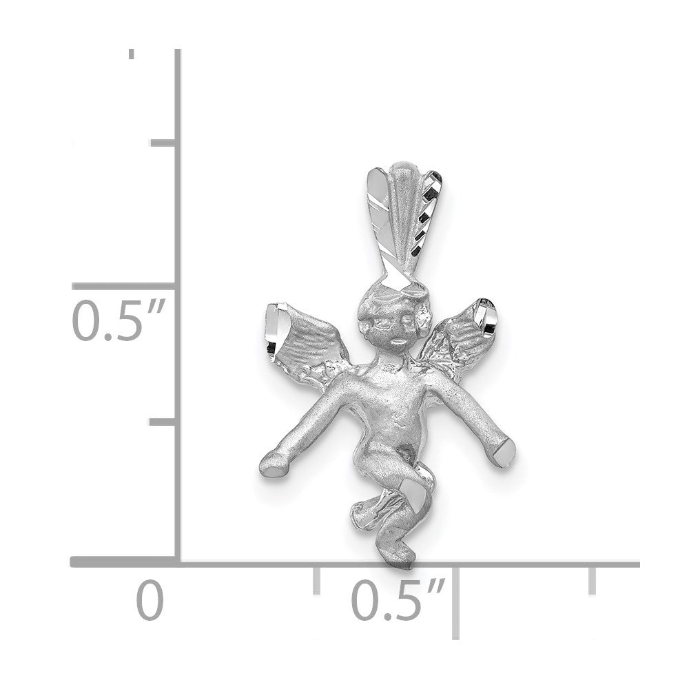 14k 3D White Gold Satin Angel Pendant
