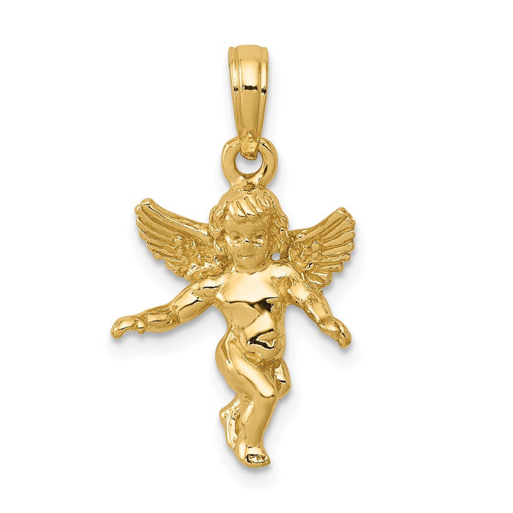 14k 3D Polished Solid Angel Pendant