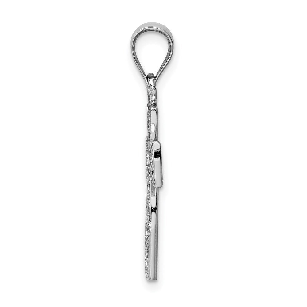 14k White Gold Filigree Cross Pendant