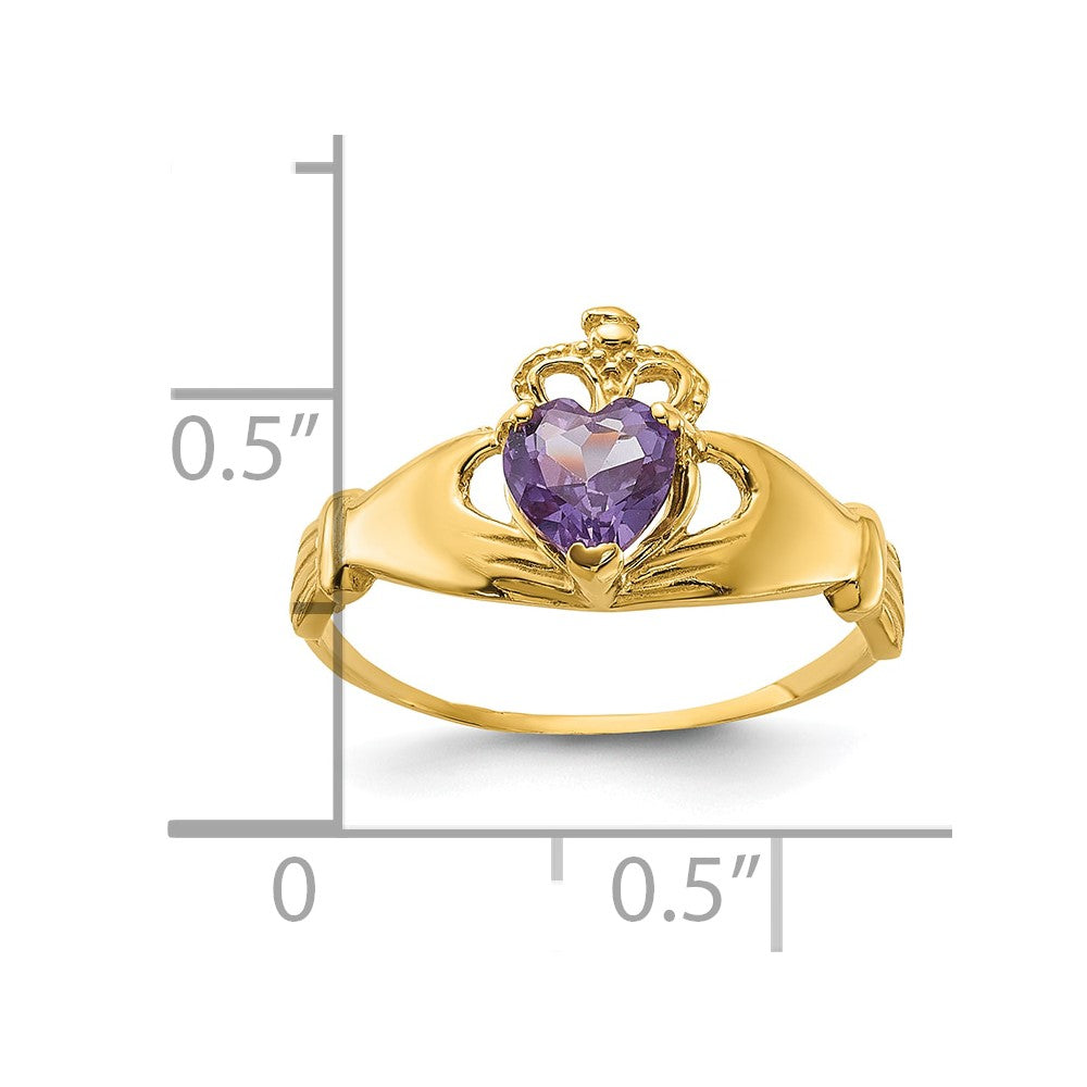 14k CZ June Birthstone Claddagh Heart Ring