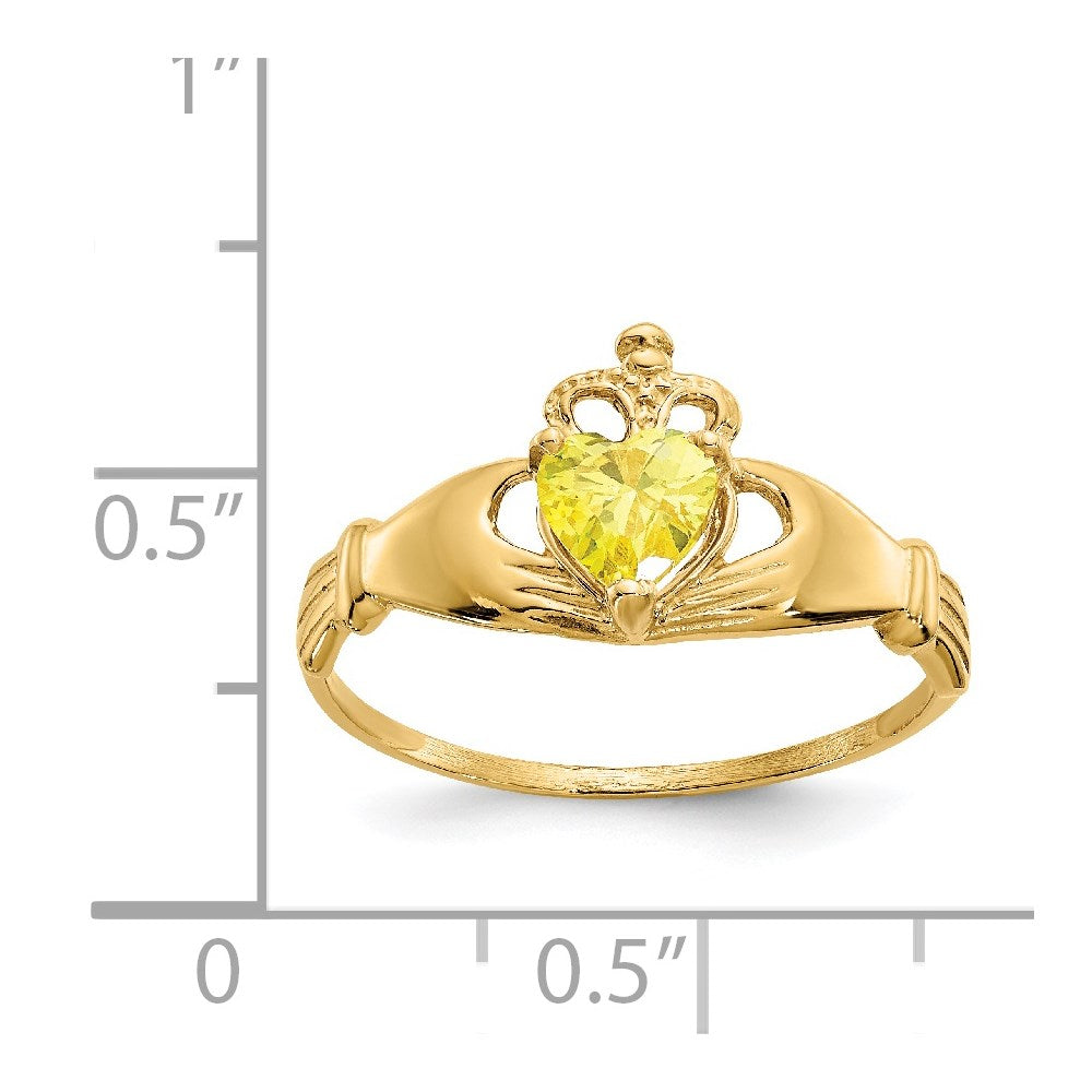14k CZ November Birthstone Claddagh Heart Ring