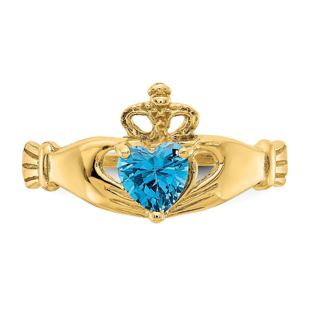 14k CZ December Birthstone Claddagh Heart Ring