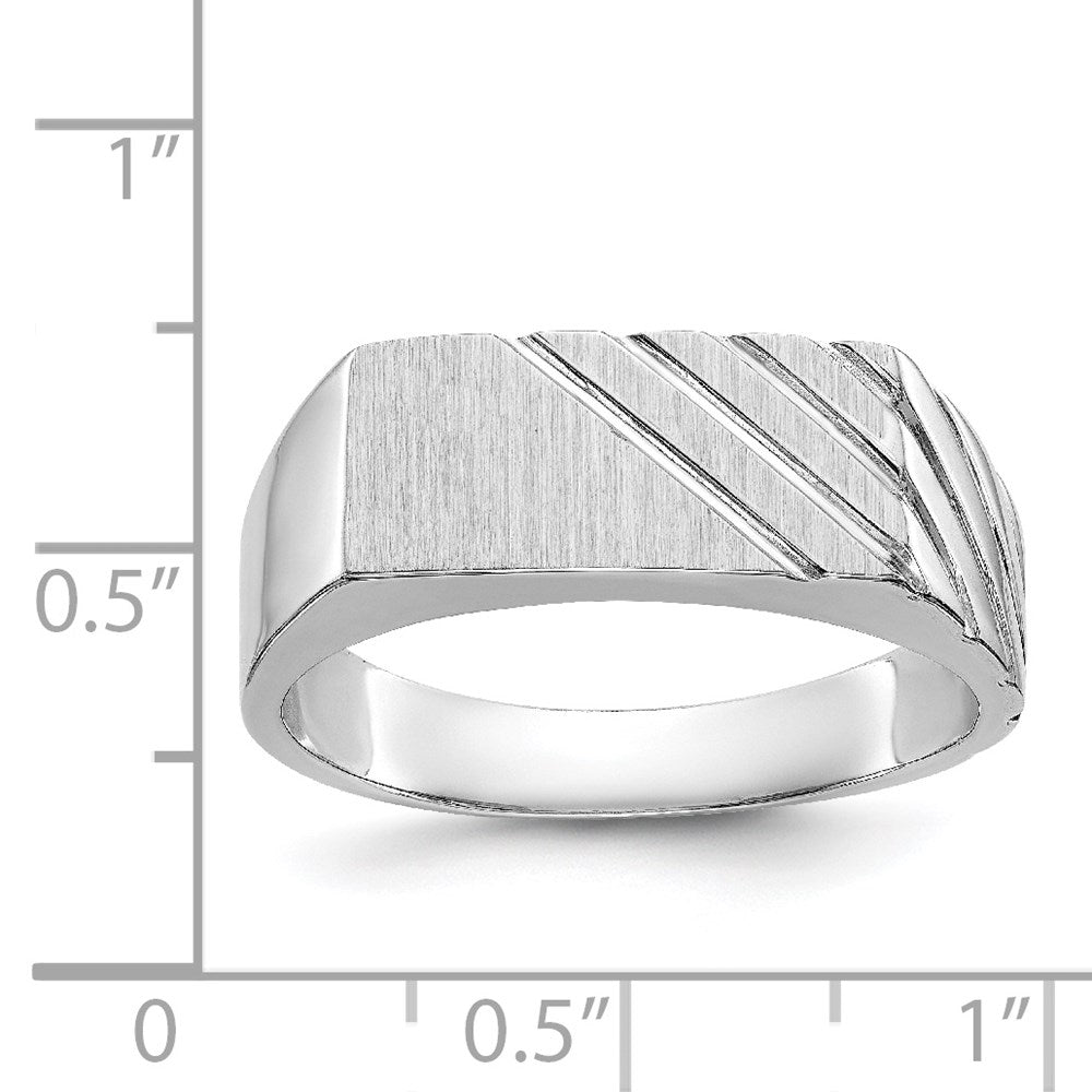 14k White Gold 7.5mm x 16.3mm Open Back Men's Signet Ring