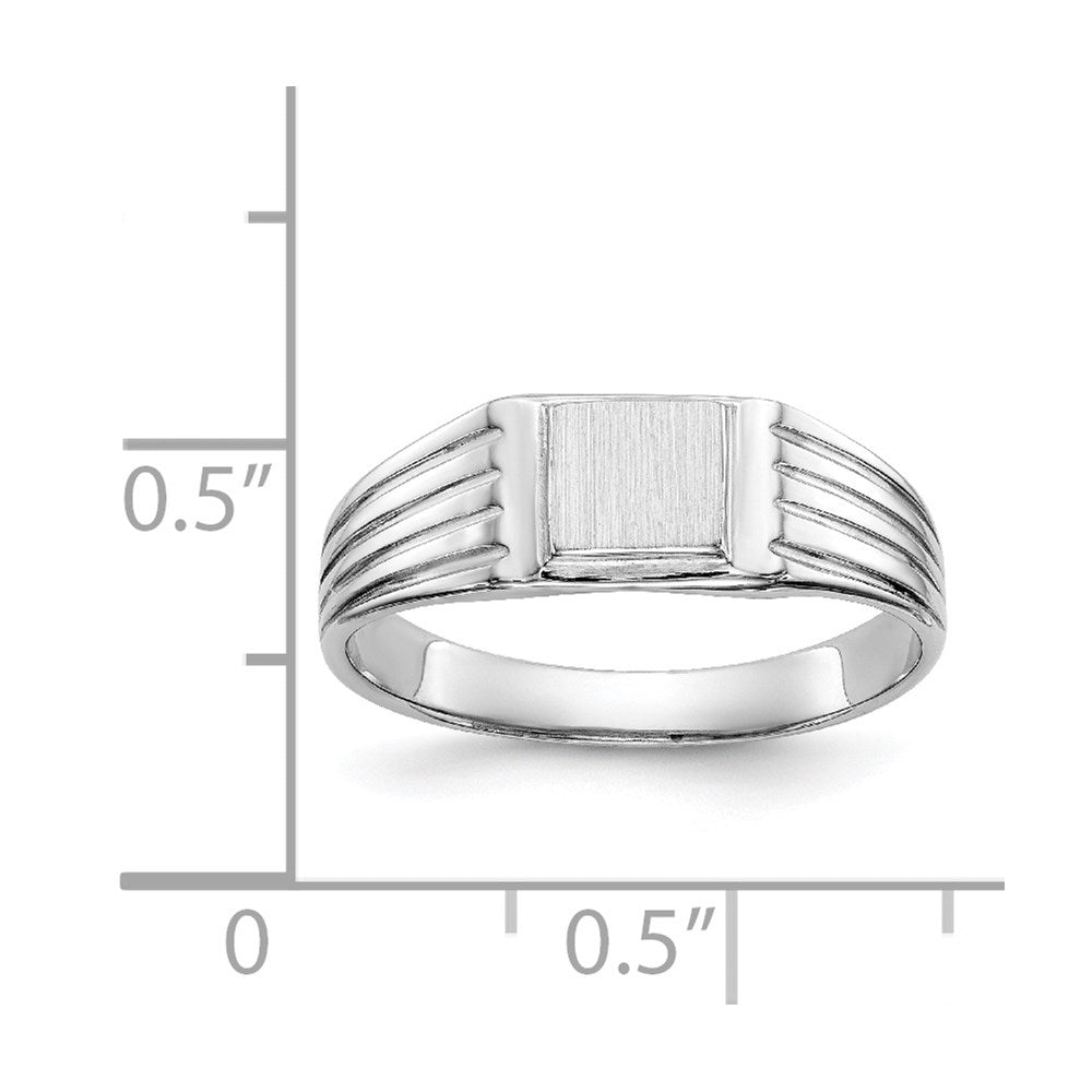 14k White Gold 5.25x5.0mm Childs Open Back Signet Ring