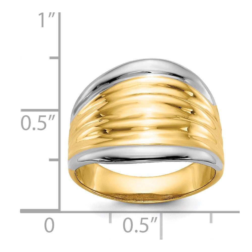 14k & Rhodium Fancy Dome Ring