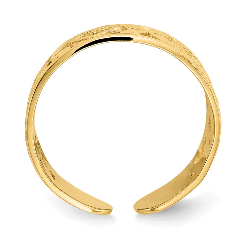 14k Diamond-cut X & Heart Toe Ring