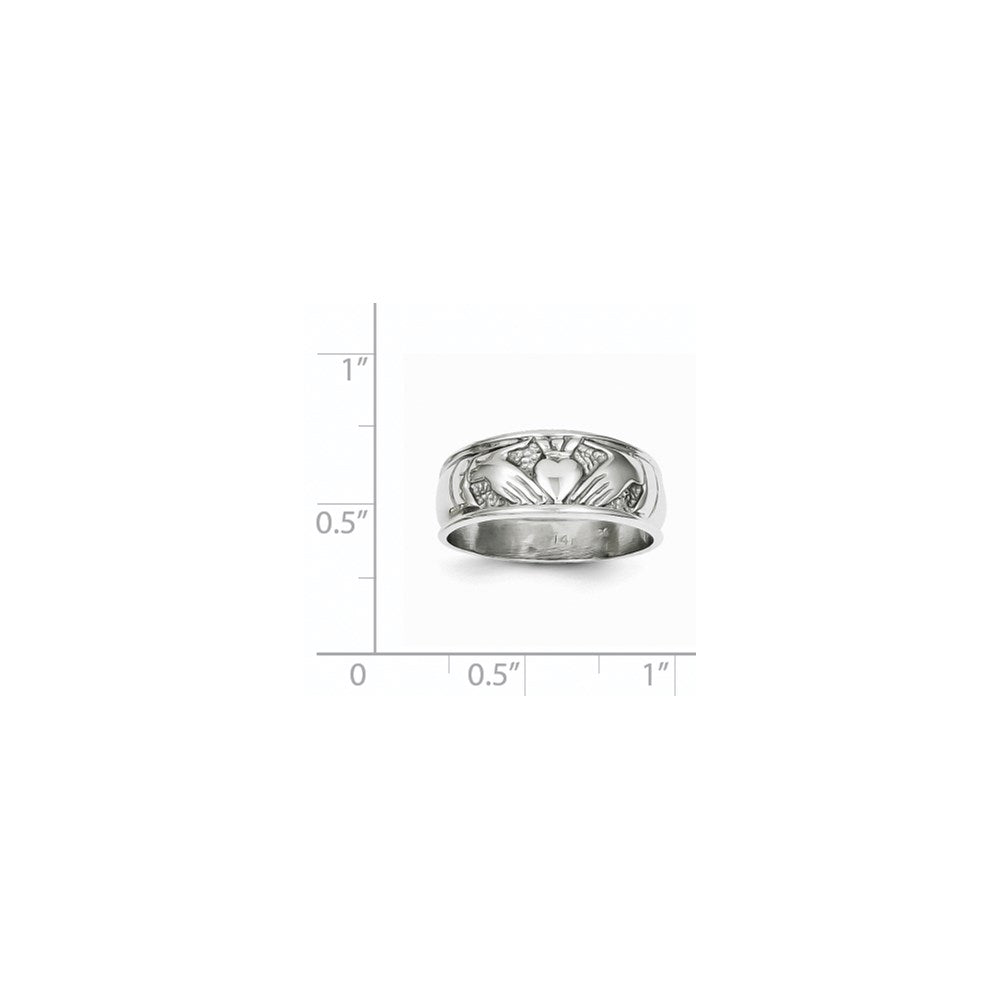 14k White Gold Ladies Claddagh Band