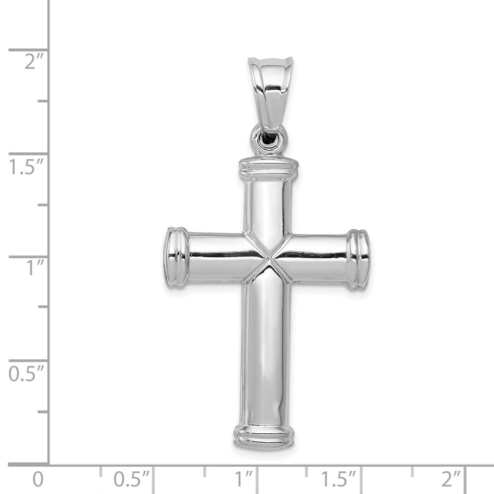 14k White Gold Hollow Cross Pendant
