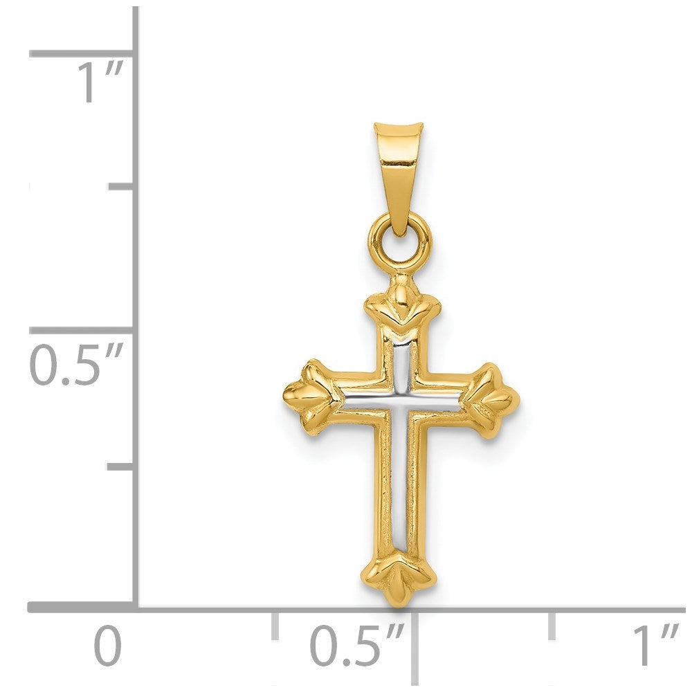 14k w/Rhodium Hollow Cross Charm