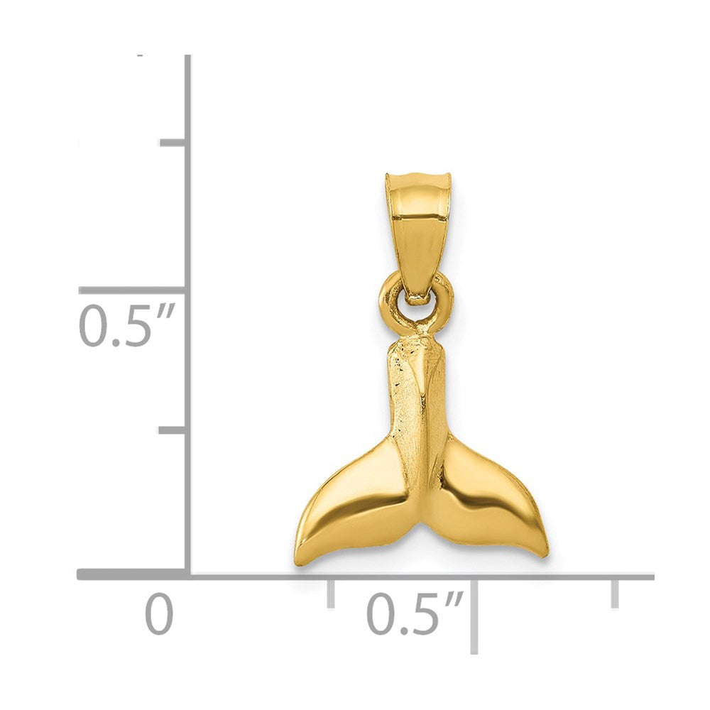 14K 3D Whale Tail Pendant