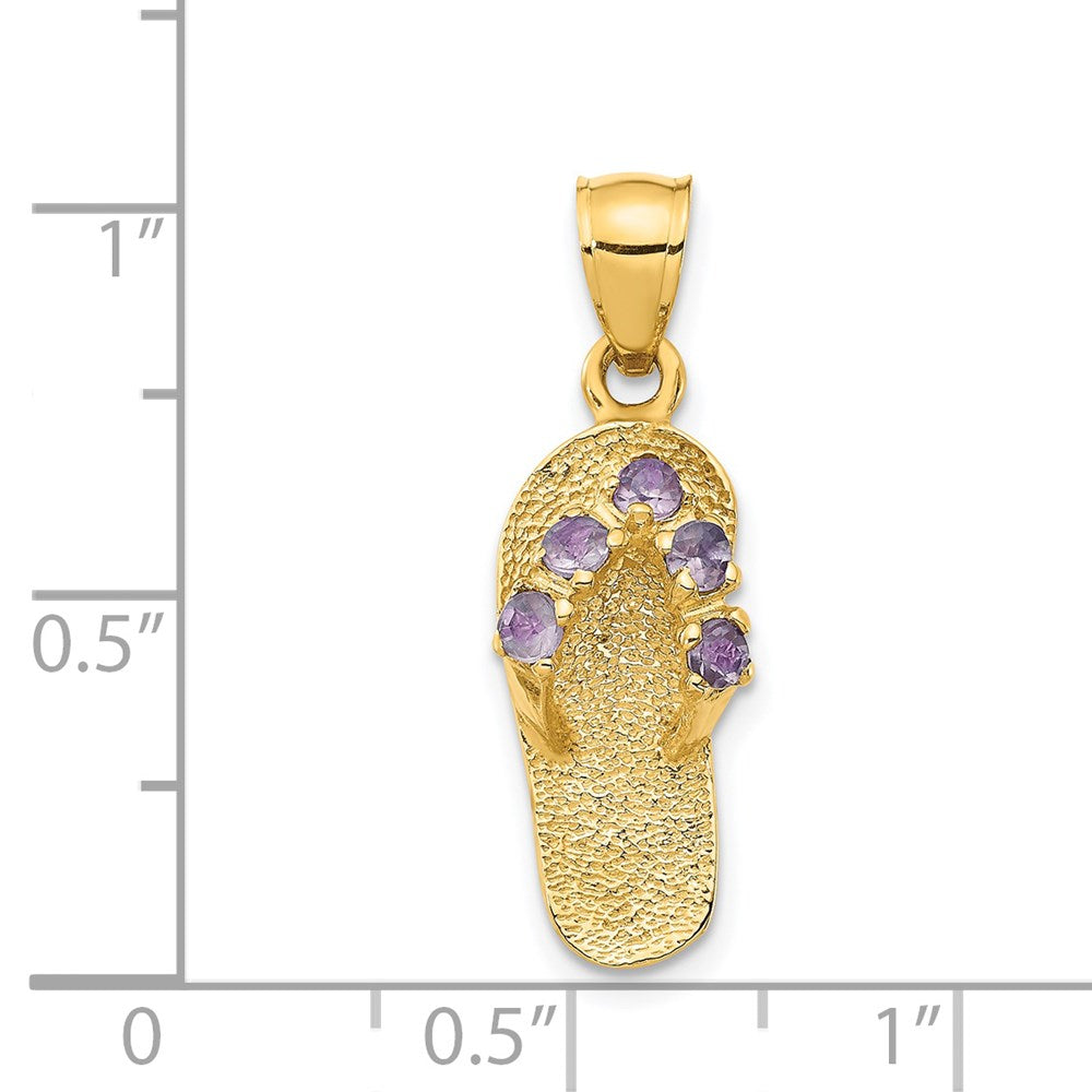 14k 3D June/CZ Birthstone Flip Flop Pendant