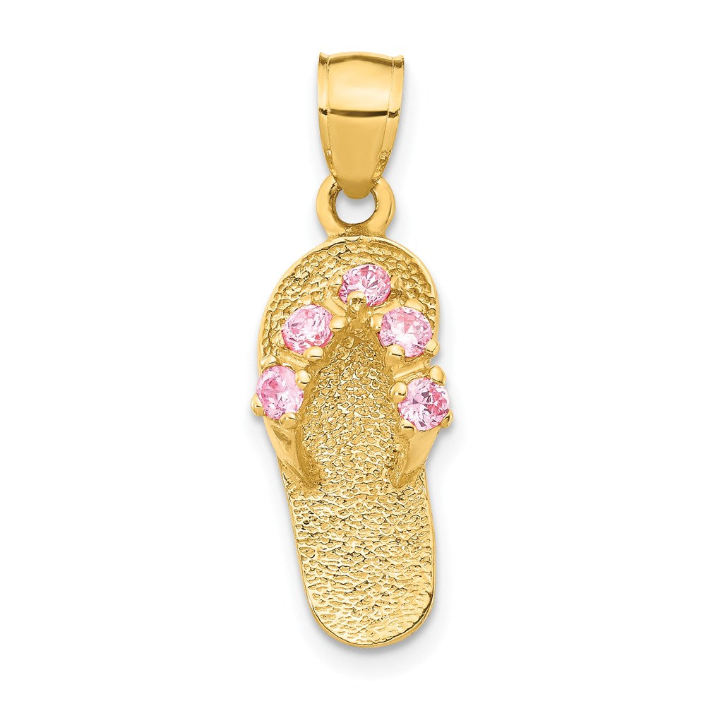 14k 3D October/CZ Birthstone Flip Flop Pendant