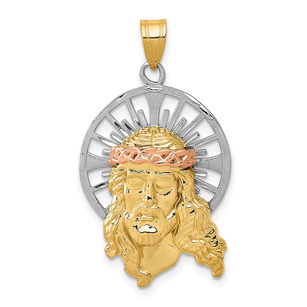 14K Tri-color Diamond-cut Christ Charm