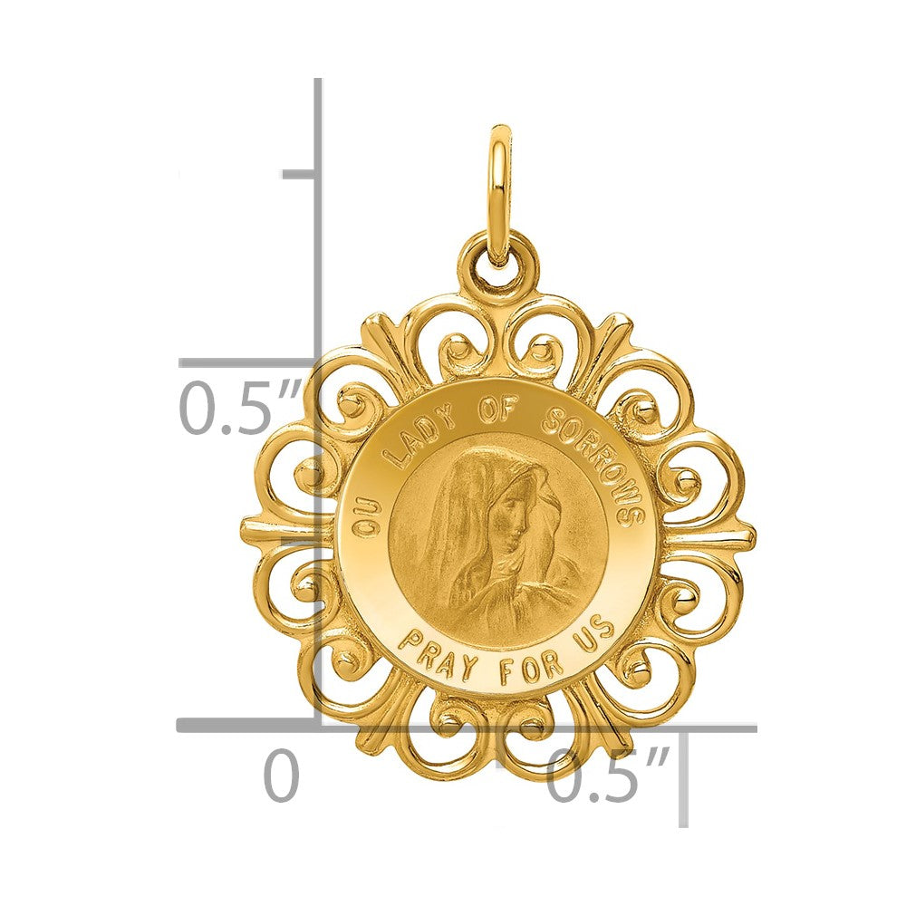 14k Our Lady of Sorrows Medal Pendant