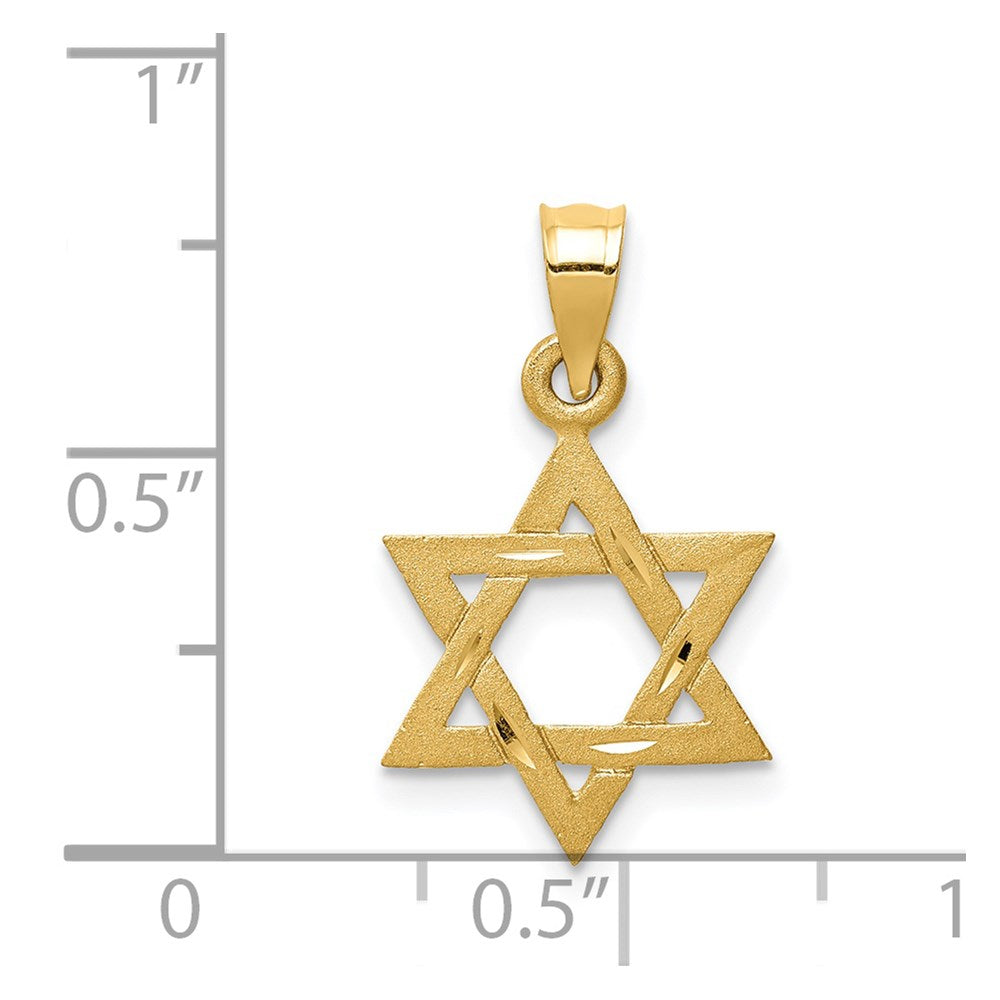 14k Solid Satin Star of David Charm