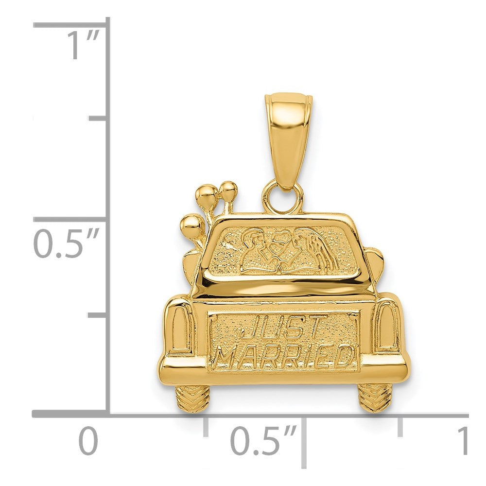 14K Polished and Textured Just Married Pendant