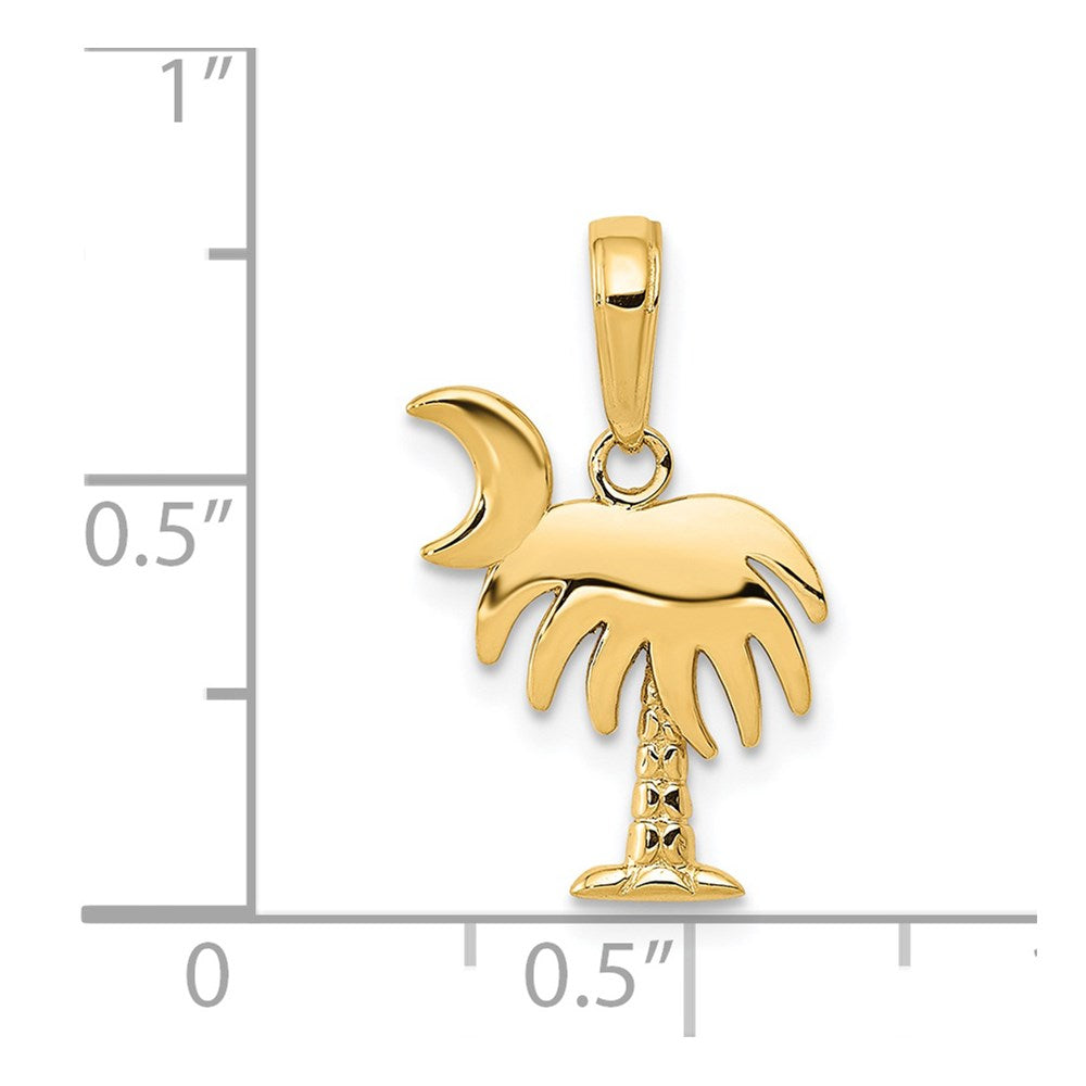 14K Charleston Palm Tree with Moon Pendant