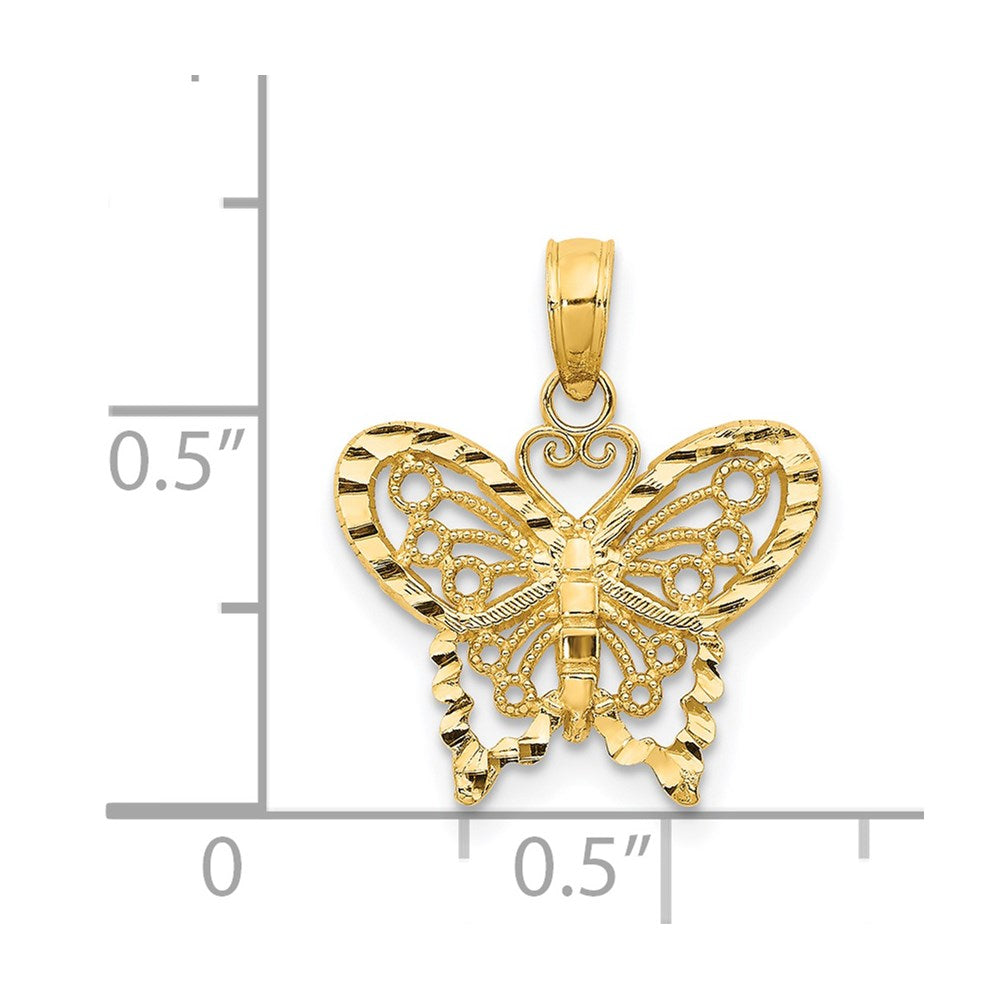 14K Diamond-cut Butterfly Pendant