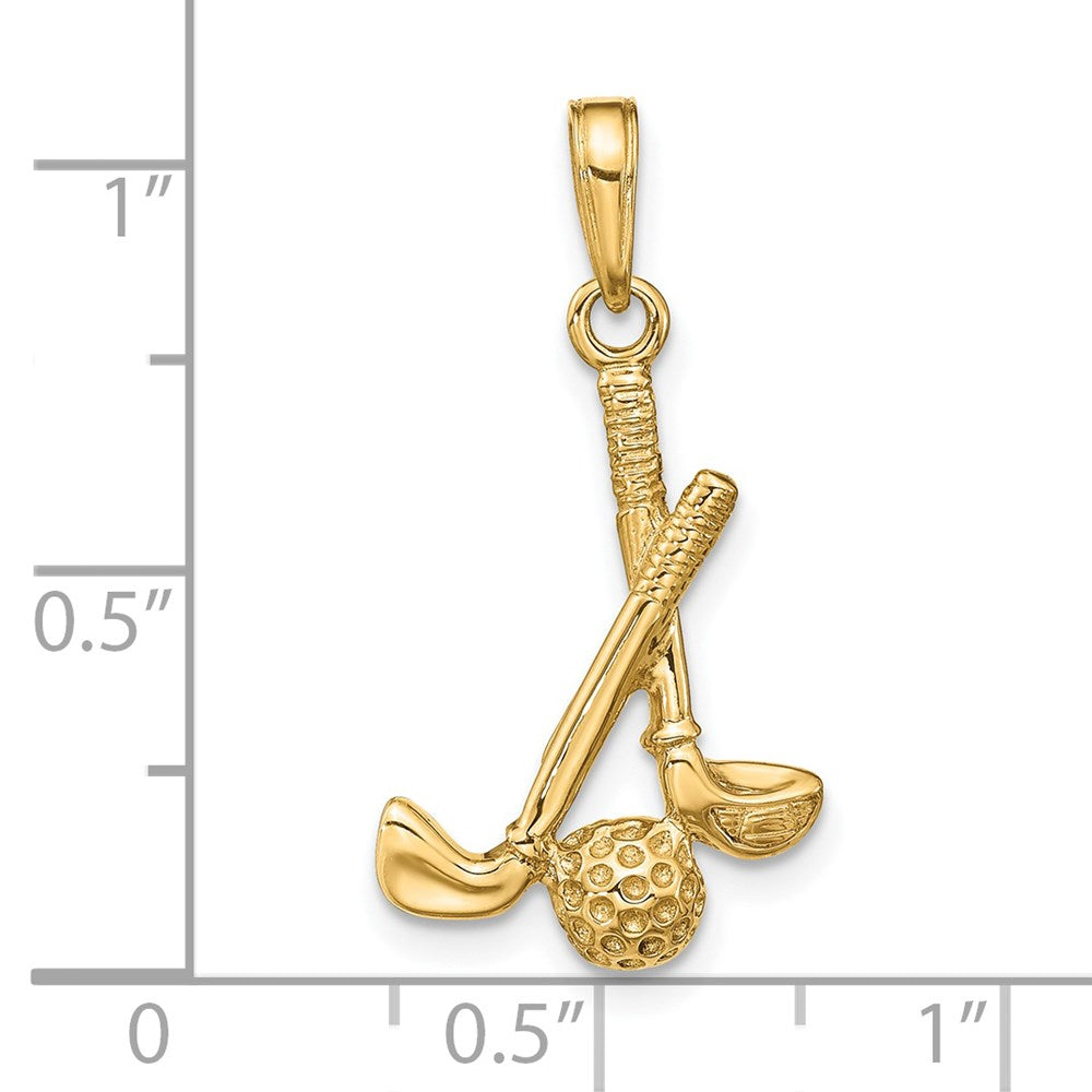 14K 3-D Clubs and Ball Pendant