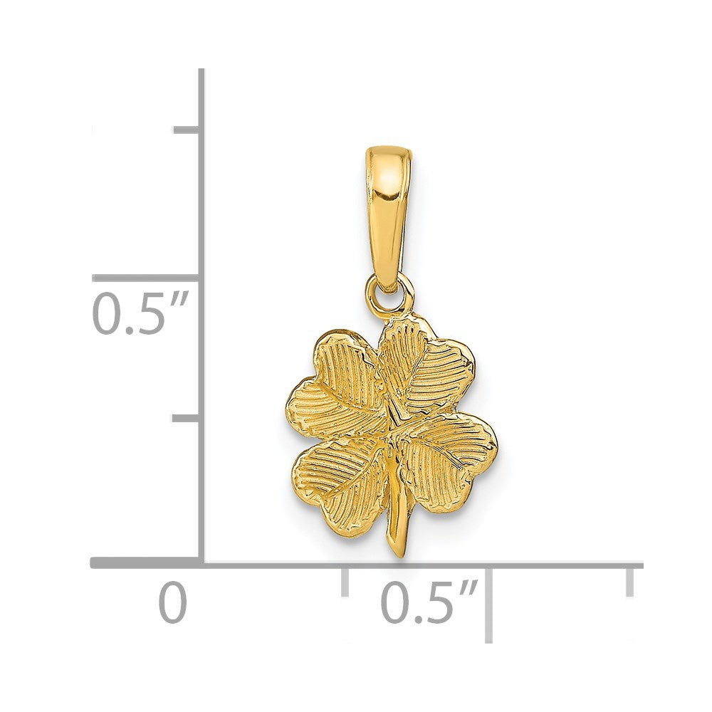 14k Polished and Textured 4-Leaf Clover Pendant