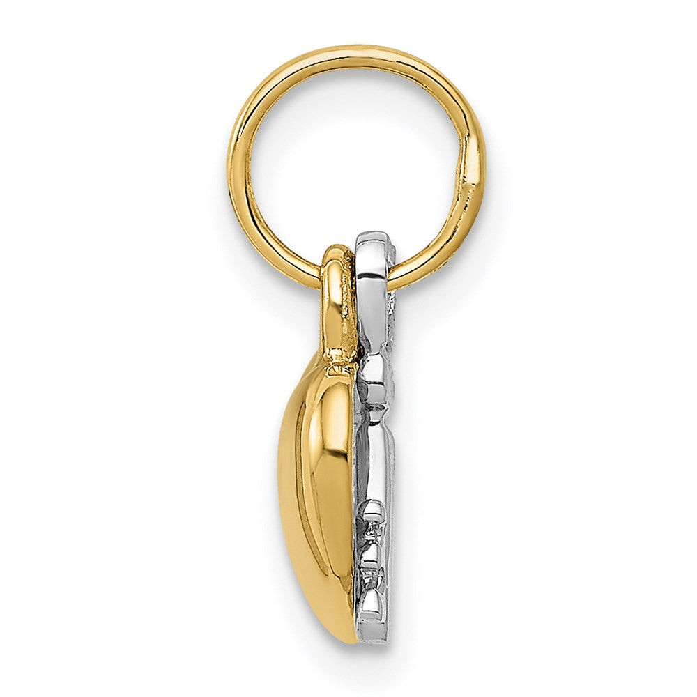 14K Two-tone Polished Moveable Key and Heart Lock Charm