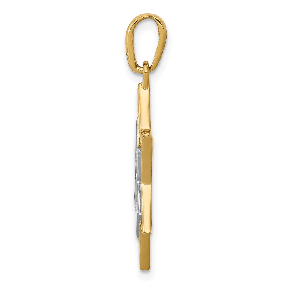 14K w/Rhodium Solid Mesh Star Of David Charm