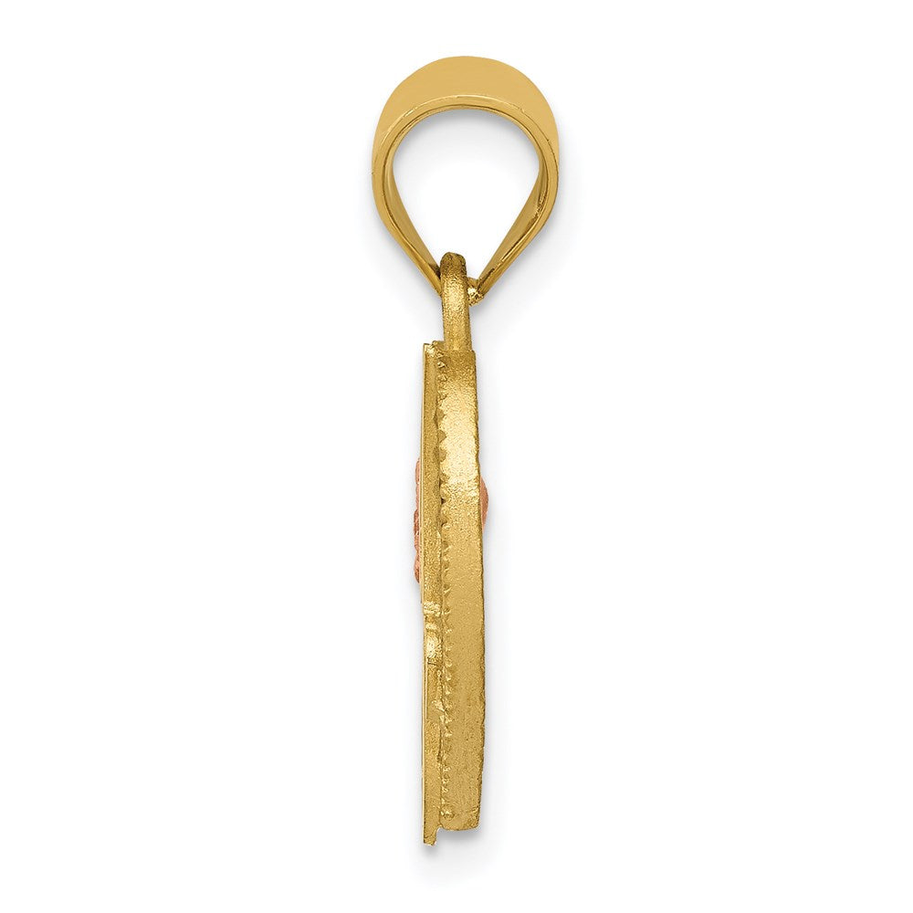 14k Two-Tone Heart Letter J Initial Pendant