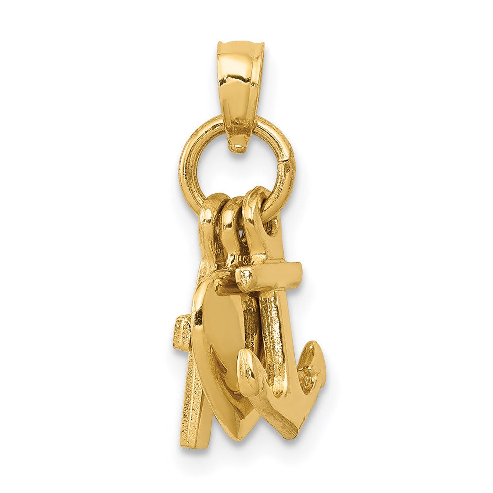 14K 3D Faith, Hope and Charity Charm