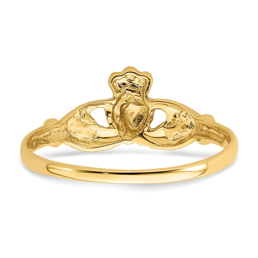 14k Polished and Satin Claddagh Ring
