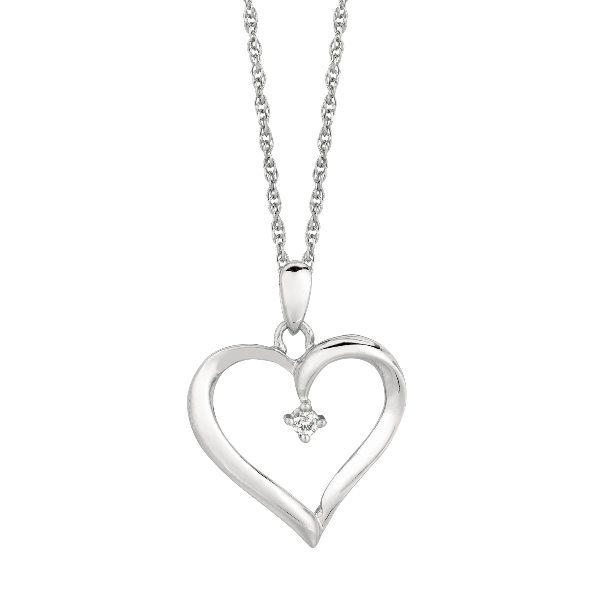 Sterling Silver Diamond Accent .04ct Heart 18" Necklace